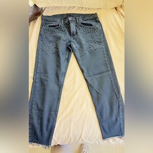 Zara Women's Black Studded Straight Leg Jeans